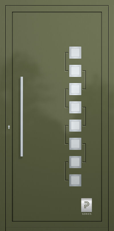 2319 H1 A RAL6003 80 premium aluminium entry door infill panels