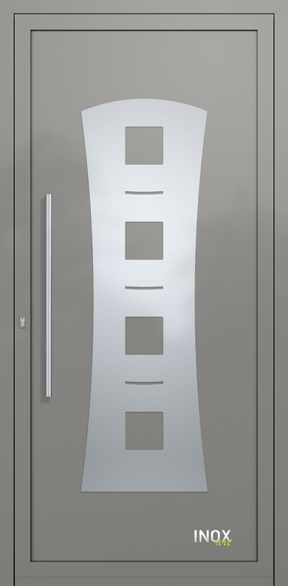 Contemporary Aluminium Entry Door Panel with INOX 4560 RAL9007 80 inox panel alouminiou portas eisodou