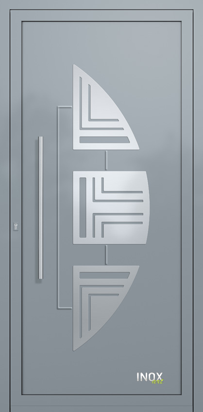 Contemporary Aluminium Entry Door Panel with INOX 4610 RAL7001 80 inox panel alouminiou portas eisodou