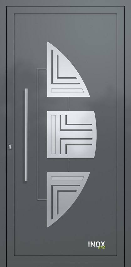 Contemporary Aluminium Entry Door Panel with INOX 4613 A RAL7012 80 inox panel alouminiou portas eisodou