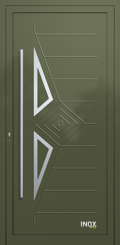 Contemporary Aluminium Entry Door Panel with INOX 4680 RAL6003 140 inox panel alouminiou portas eisodou