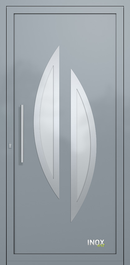 Contemporary Aluminium Entry Door Panel with INOX 4712 A RAL7001 50 inox panel alouminiou portas eisodou