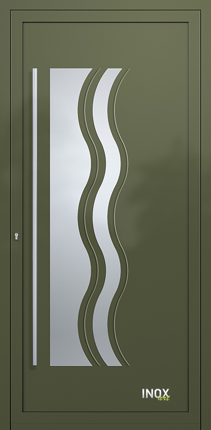 Contemporary Aluminium Entry Door Panel with INOX 4760 RAL6003 160 inox panel alouminiou portas eisodou