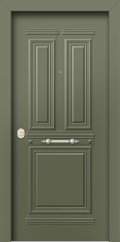 40.8130 D RAL6003 paradosiaka porta asfaleias metaliki
